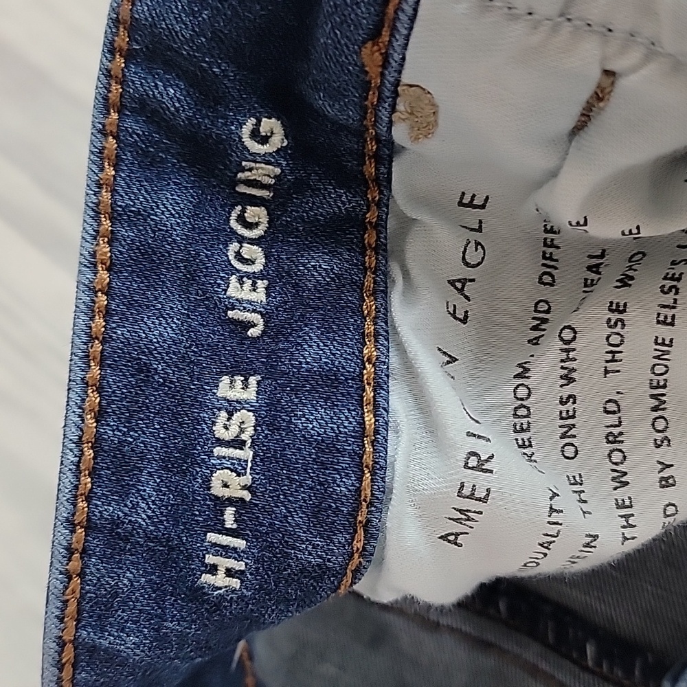 American Eagle Blue Denim Jeggings High-Rise Womens Size 6 - Picture 10 of 15